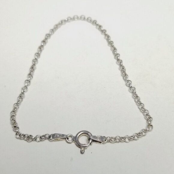 Vintage Sterling Silver Chain Bracelet, 925 Milor Italy, Rolo Link, 7 Inch - Picture 3 of 7